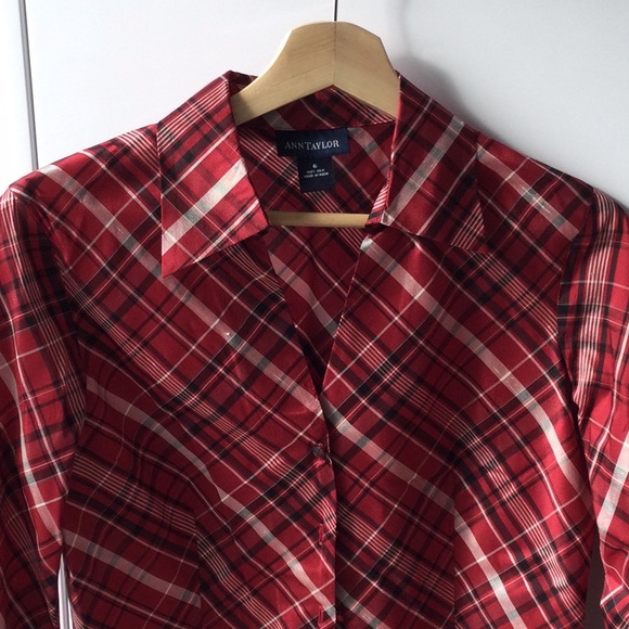 Ann Taylor plaid blouse - Picture 2 of 7